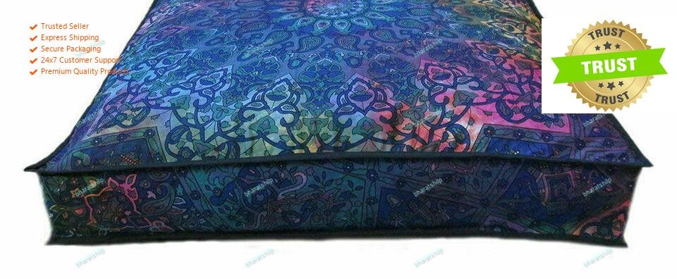 New Indian Mandala Velour Square Cushion Cover Handmade Decorative 35" Cover
