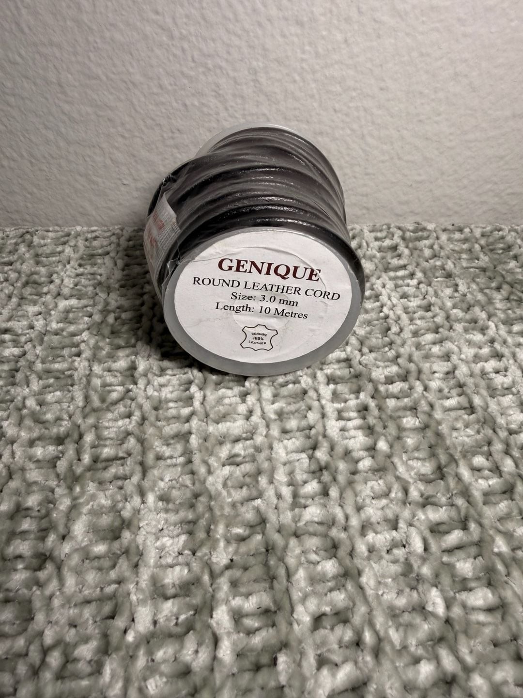 NEW Genique Round Leather Cord Black 3.0mm x 10 Meters (approx 32 ft)