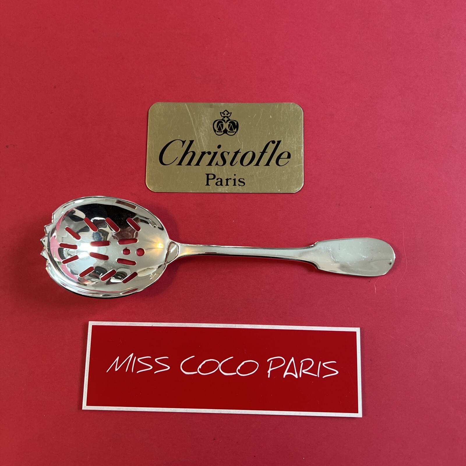Ice Spoon Olive Christofle Cluny 20 cm Silver Plated Very Good Condition