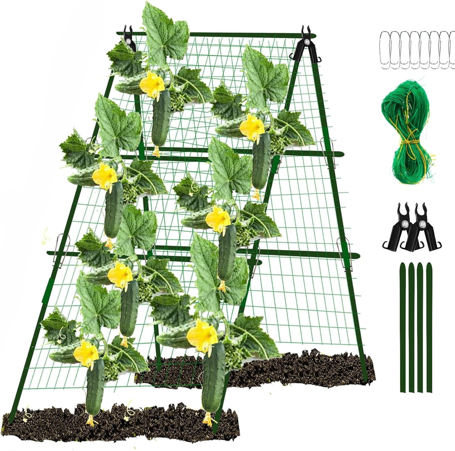 Tall Metal Cucumber Trellis - A-Frame Arch for Climbing Plants, Peas, Vines