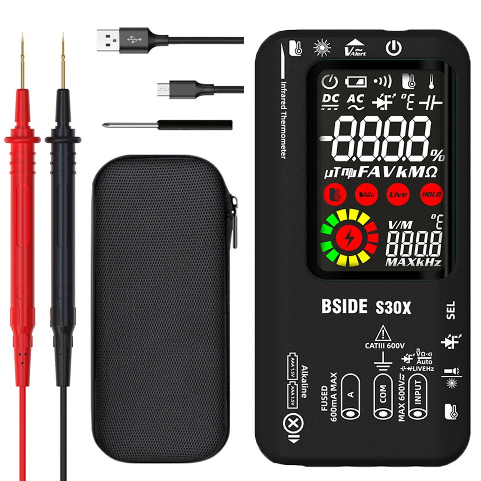 BSIDE S30X Digital Multimeter DC AC Volt Current Ohm Resistance Tester Handheld