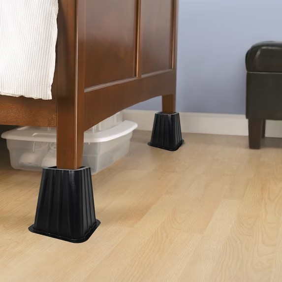 Mainstays Black Plastic Bed Risers to Raise Your Bed for Storage, 4 Pack, 6.50 i
