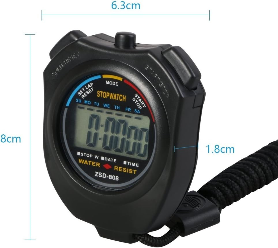 Silent & Portable Digital Stopwatch Timer + Whistle - Perfect for Coaching