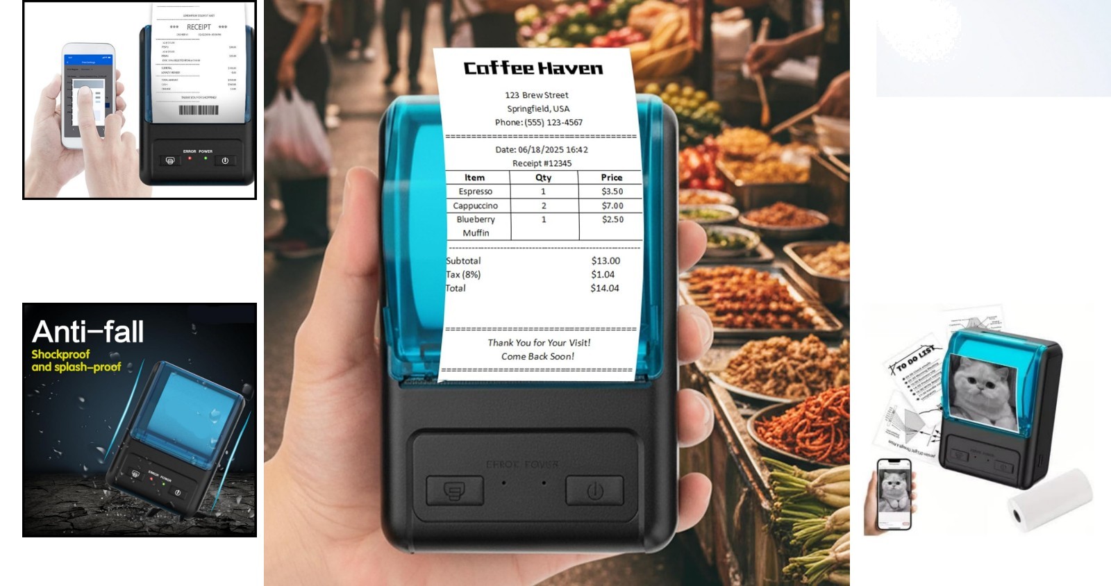 Portable 58mm Bluetooth Thermal Receipt Printer for Android & Windows Users