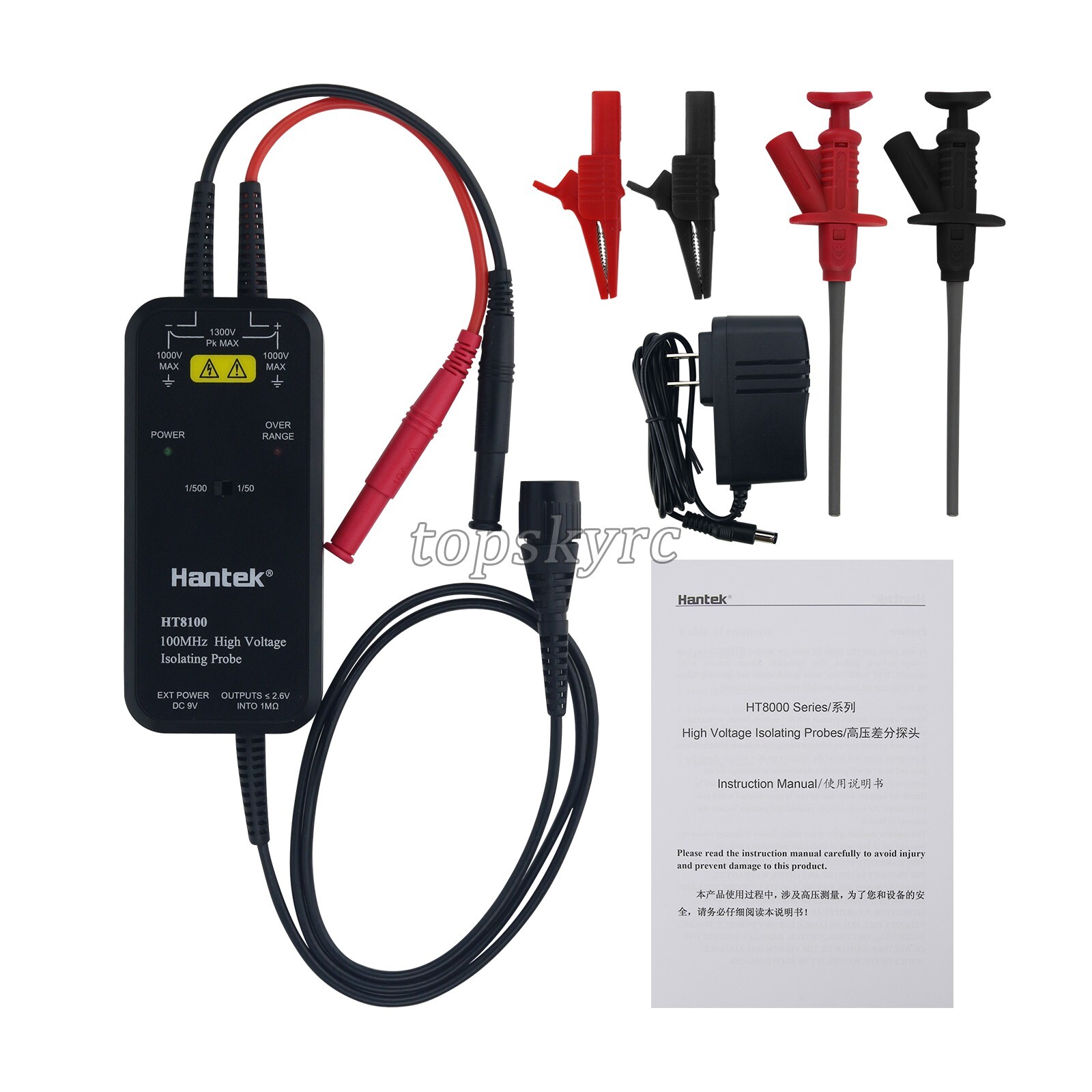 Hantek HT8100 100MHz Oscilloscope Scope Differential Isolation Scope w/ LED