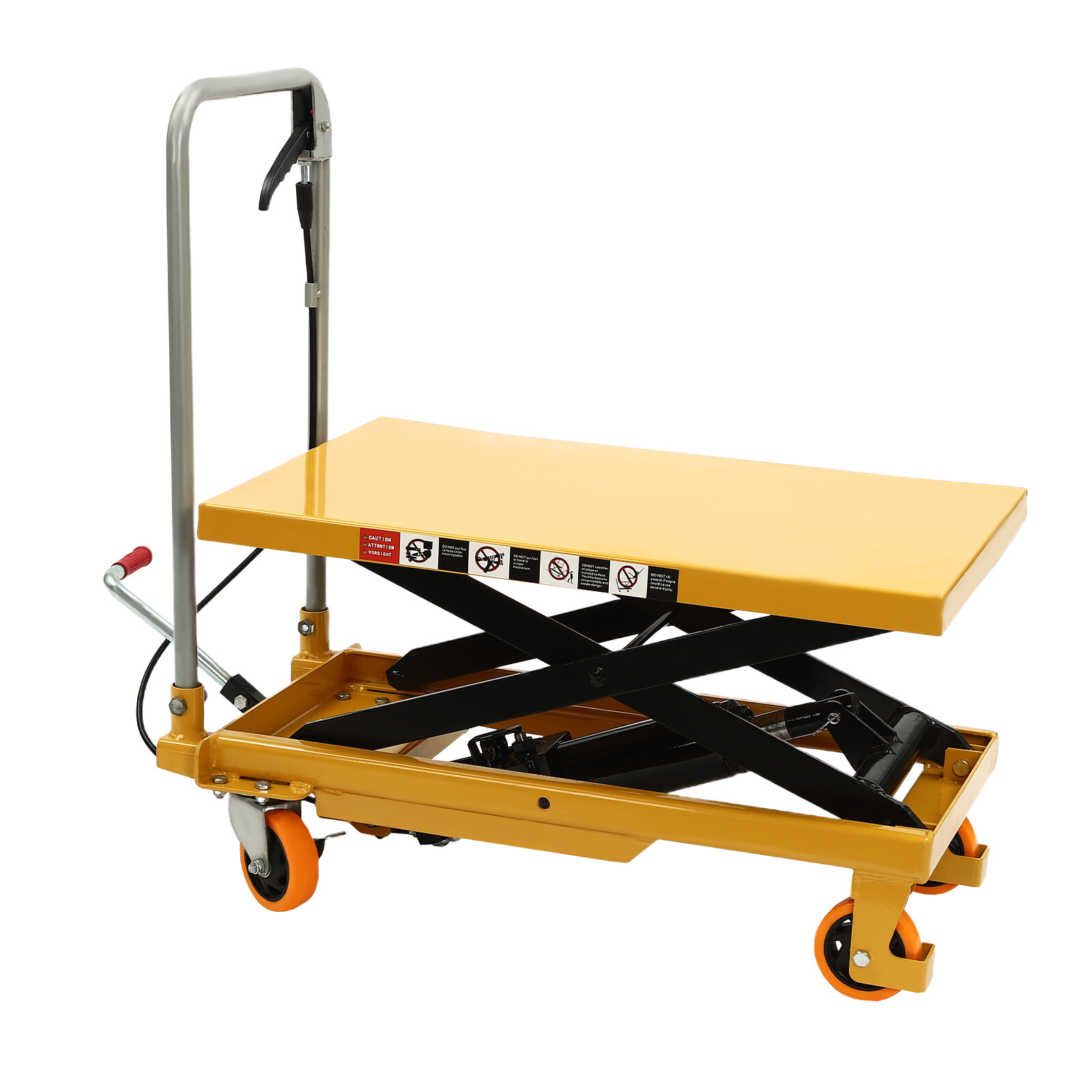 NEW Hydraulic Lift Table Cart 500 lbs Manual Scissor Lift Table 30.5" Orange