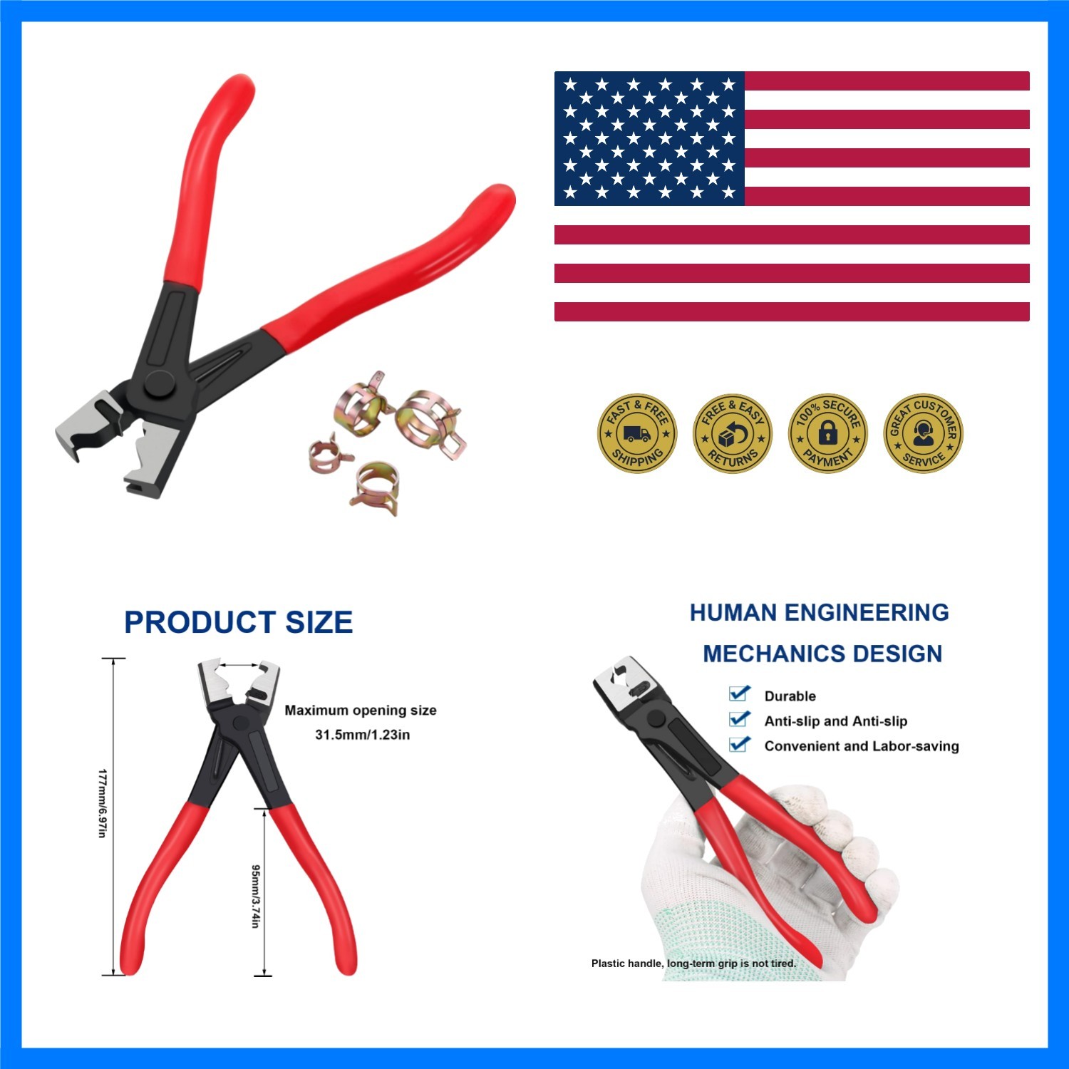 Hose Clamp Pliers Clic-R Type for Automobile Collar Pliers CV Boot Clamp Repa...