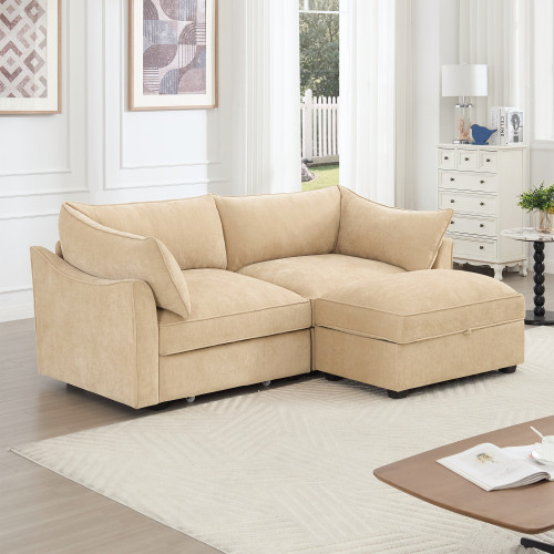 2 Seater Sofa With Footrest 2-Seat Sofa with 1 Movable Ottoman Soft Comfortable