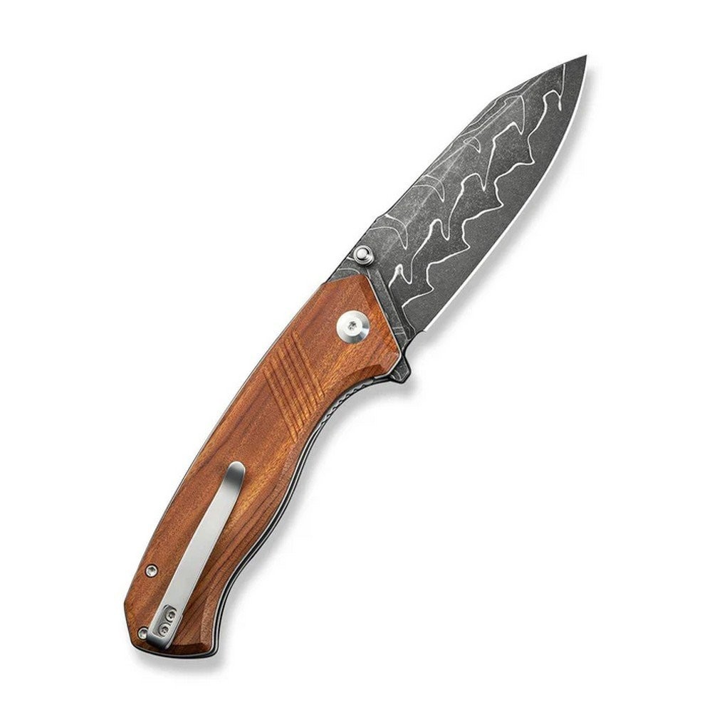 Civivi Folding Knife Damascus Steel Clip Point Blade Wood Handle - C23079-DS1