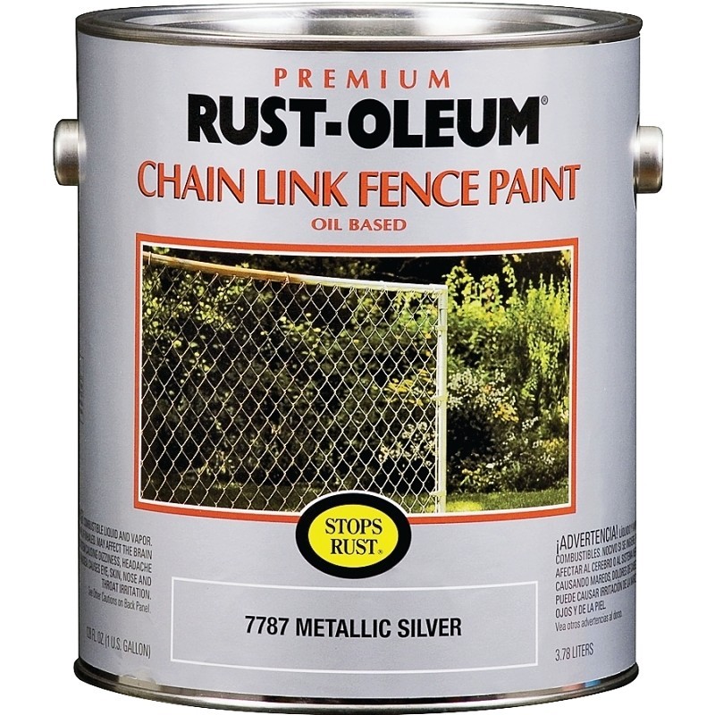 RUST-OLEUM STOPS RUST 7787402 Chain Link Fence Paint, Metallic Silver, 1 gal