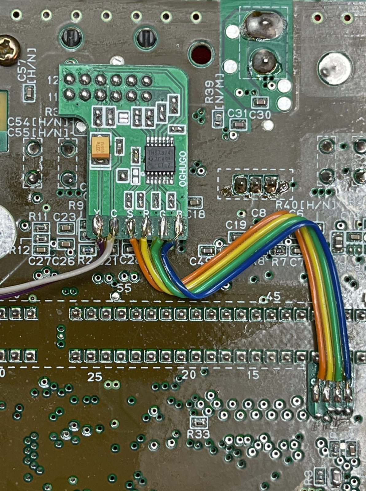 Super Nintendo SNES Mini RGB, S-Video, C-Sync & Power LED THS7374 AMP install