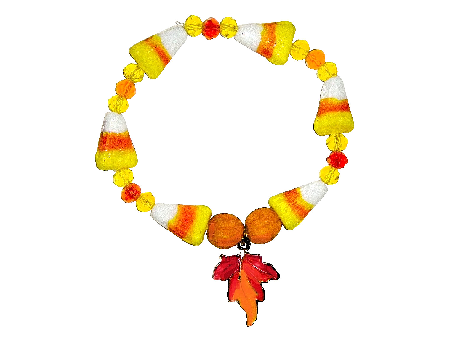 THANKSGIVING LEAF CHARM BRACELET (7 5/8"):  HAND-MADE JEWELRY BY T.L.C.
