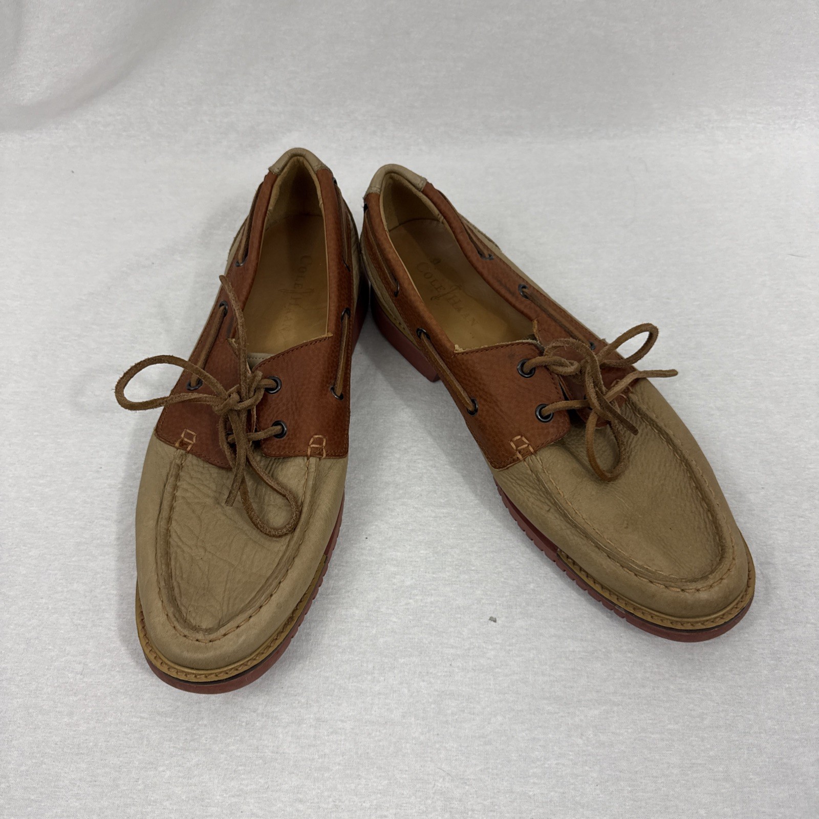 Cole Hann C12373 Men Great Jones Boat Moc Oxfords Shoes Milkshake/Camel Sz 9.5M