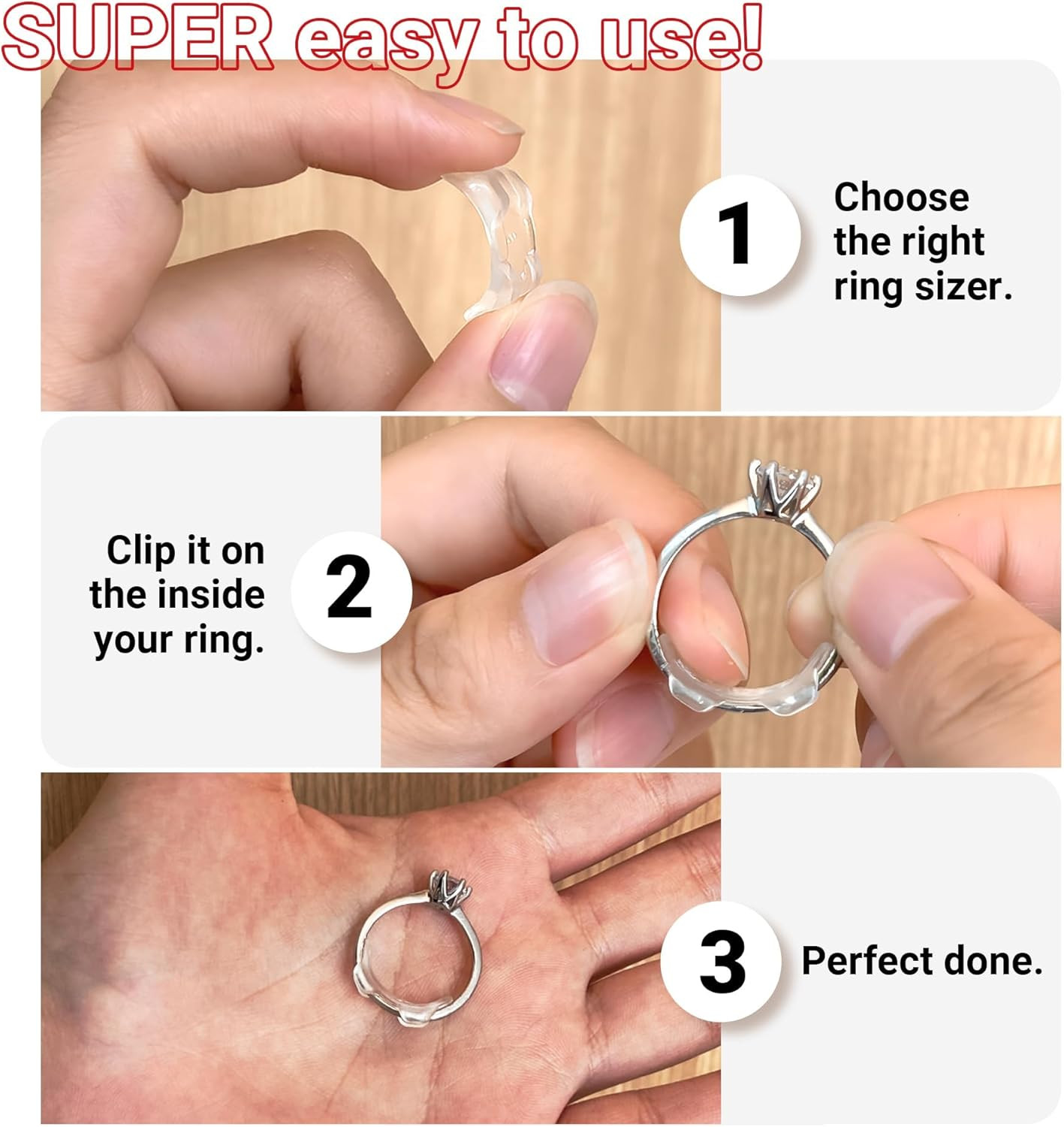 Ring Sizers for Loose Rings 8 Sizes Invisible Ring Guards