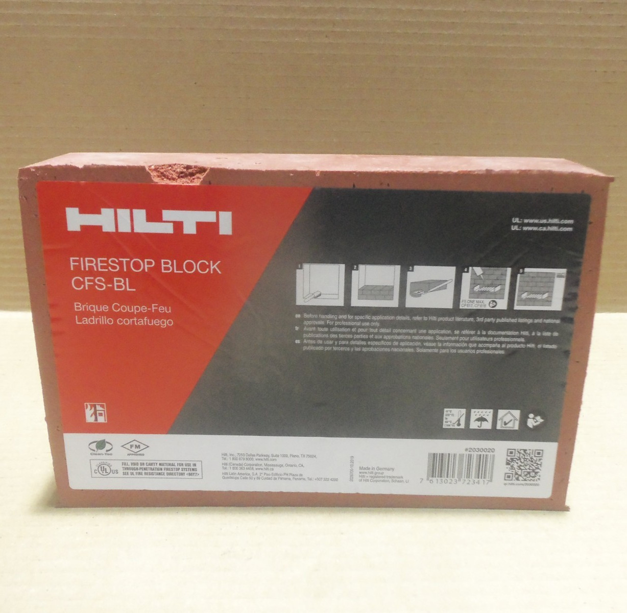 NEW HILTI CFS-BL FIRESTOP BLOCK FIRE STOP 2030020 NEW NO BOX AK