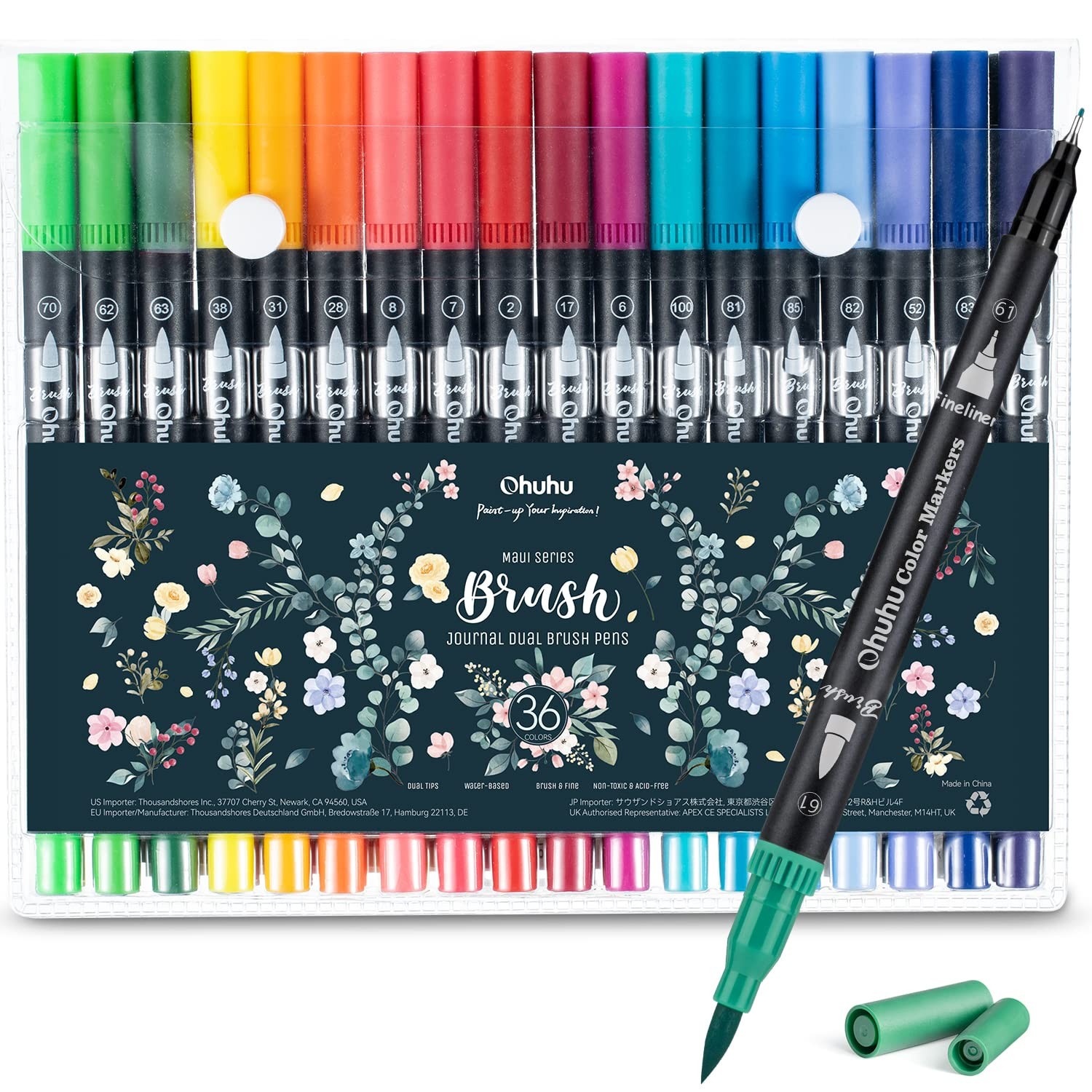 Ohuhu Markers for Adult Coloring Books No 1 Count (Pack of 36), black