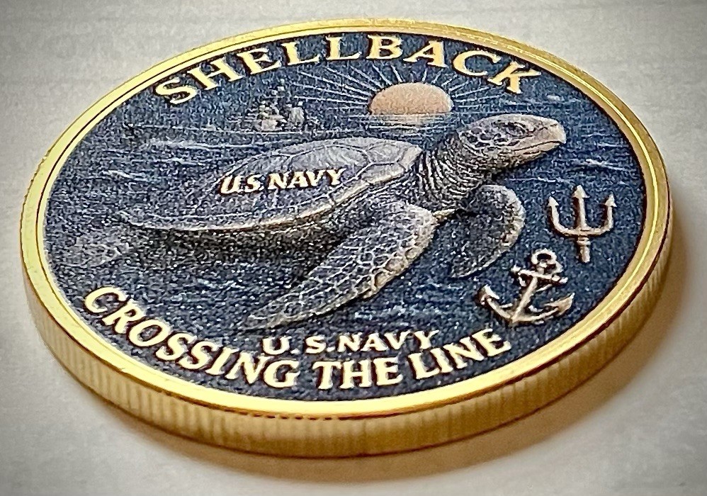 US Navy Shellback Challenge Coin-Gold Colored-Sea Turtle-New-USN