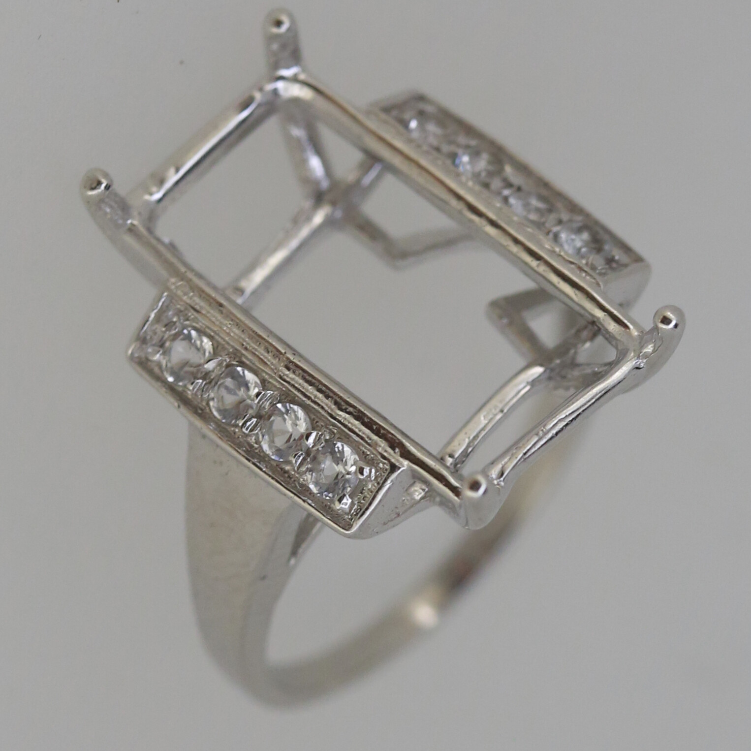 Sterling Silver Semi Mount Ring Setting Emerald OCT 20x10mm