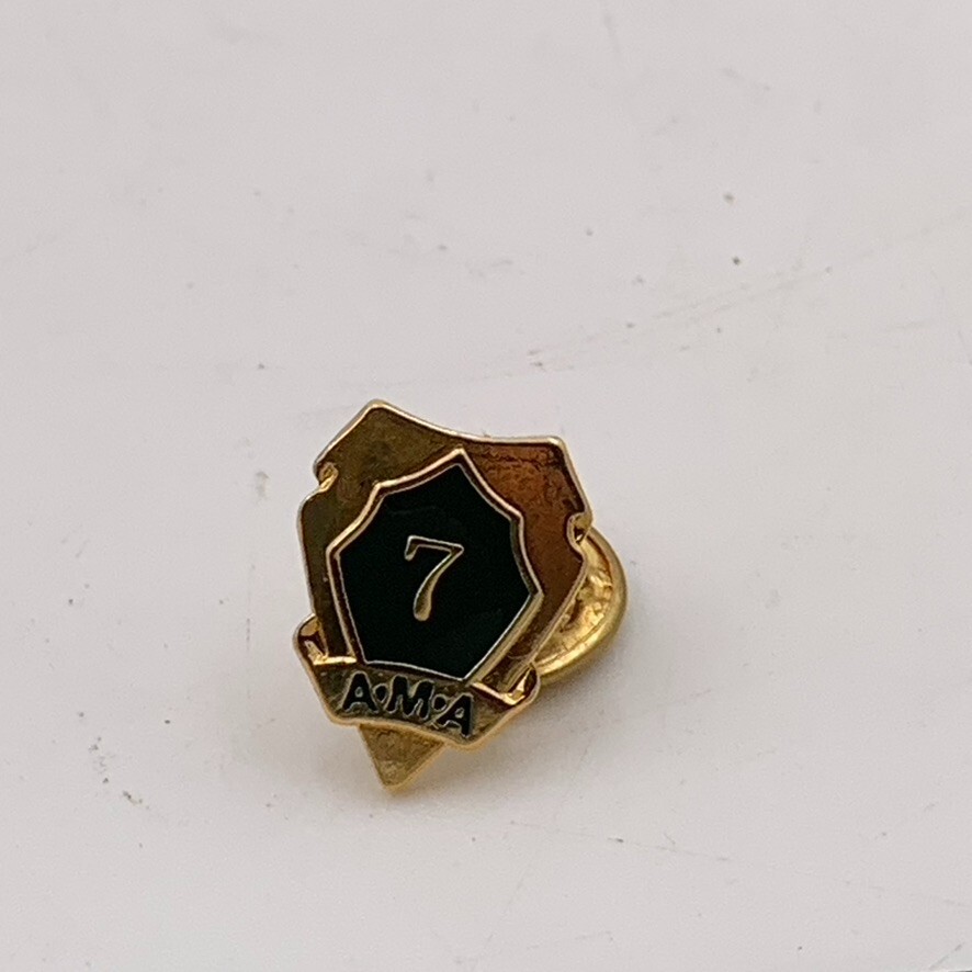 VTG AMA 7 Year Motorcycle Riders Button Badge Brass Pin Tie Tack Small Harley