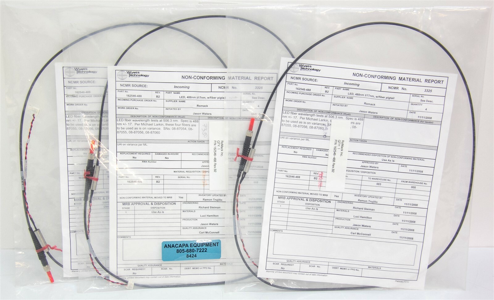 RoMack 162546-488 Rev.B2 LED 488±17nm fiber optic pigtail LED #4 Lot of 3 8424