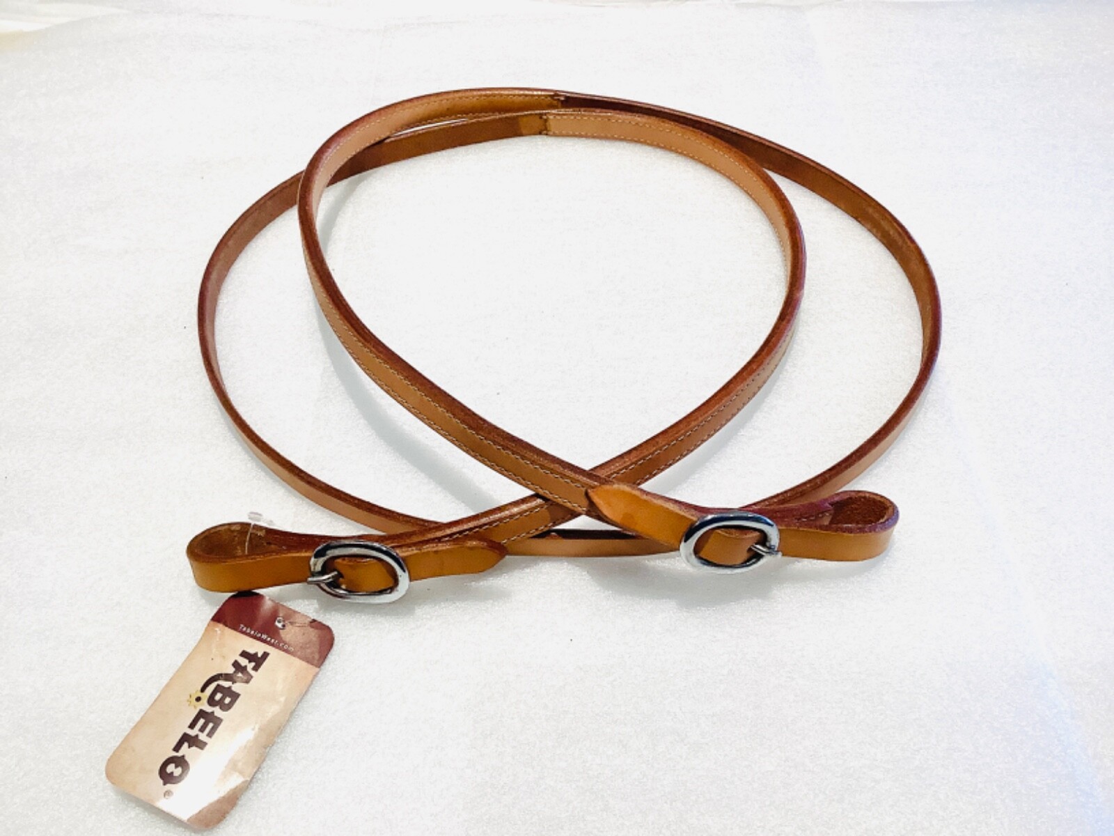 Tabelo Argentina Skirting Leather Contest Reins Nickel Buckles Natural 5/8x75ft