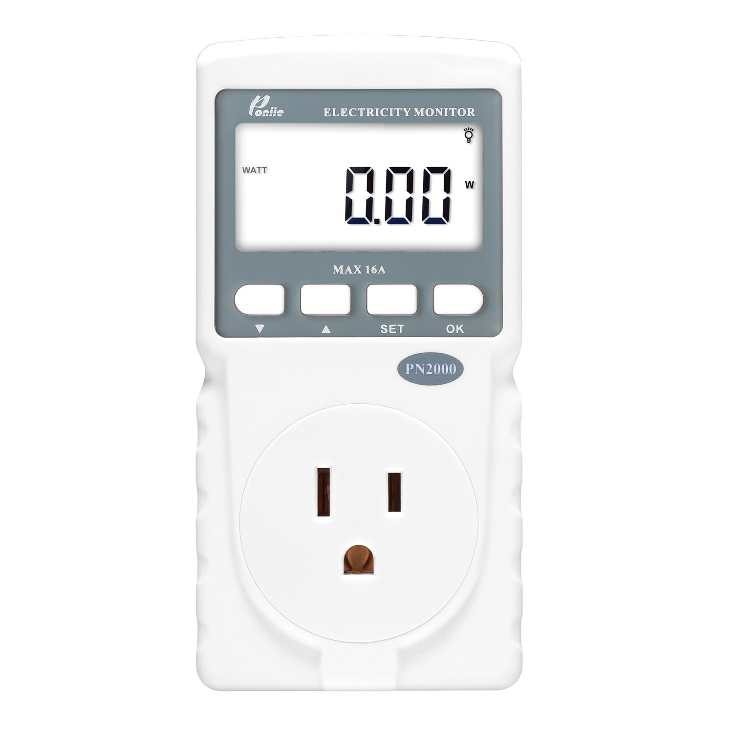 Poniie PN2000 Plug-in Kilowatt Electricity Usage 25.5 cubic inches, White