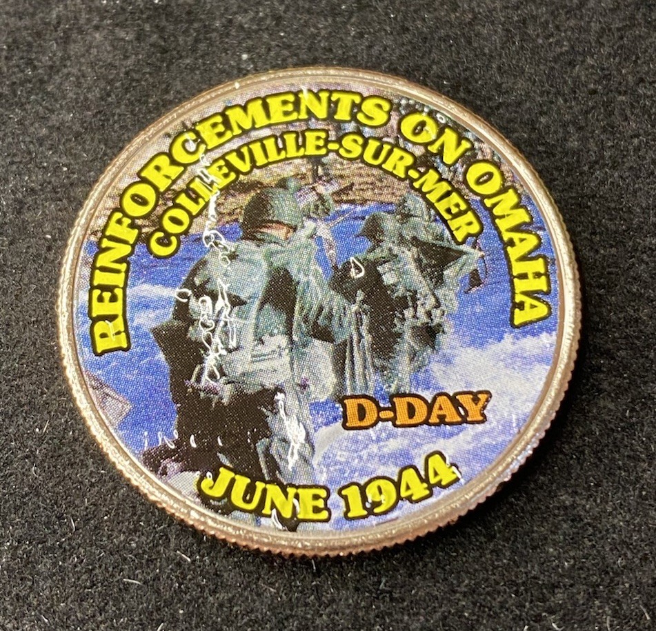 Colorized Kennedy Half Dollar D-Day Reinforcements On Omaha Free Shipping