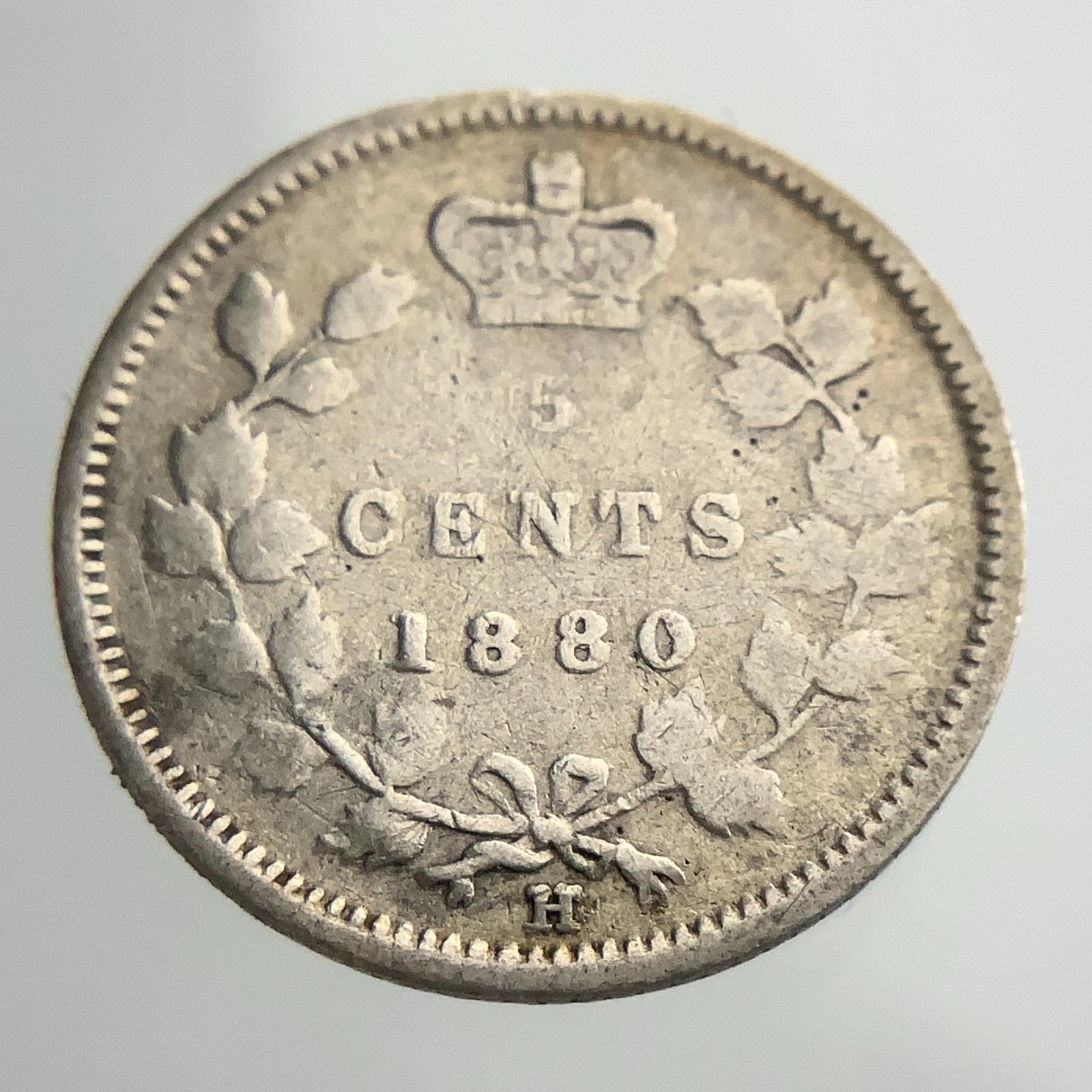 1880 H Obverse 3 Canada 5 Cents Small Silver KM# 2 Circulated Coin II934