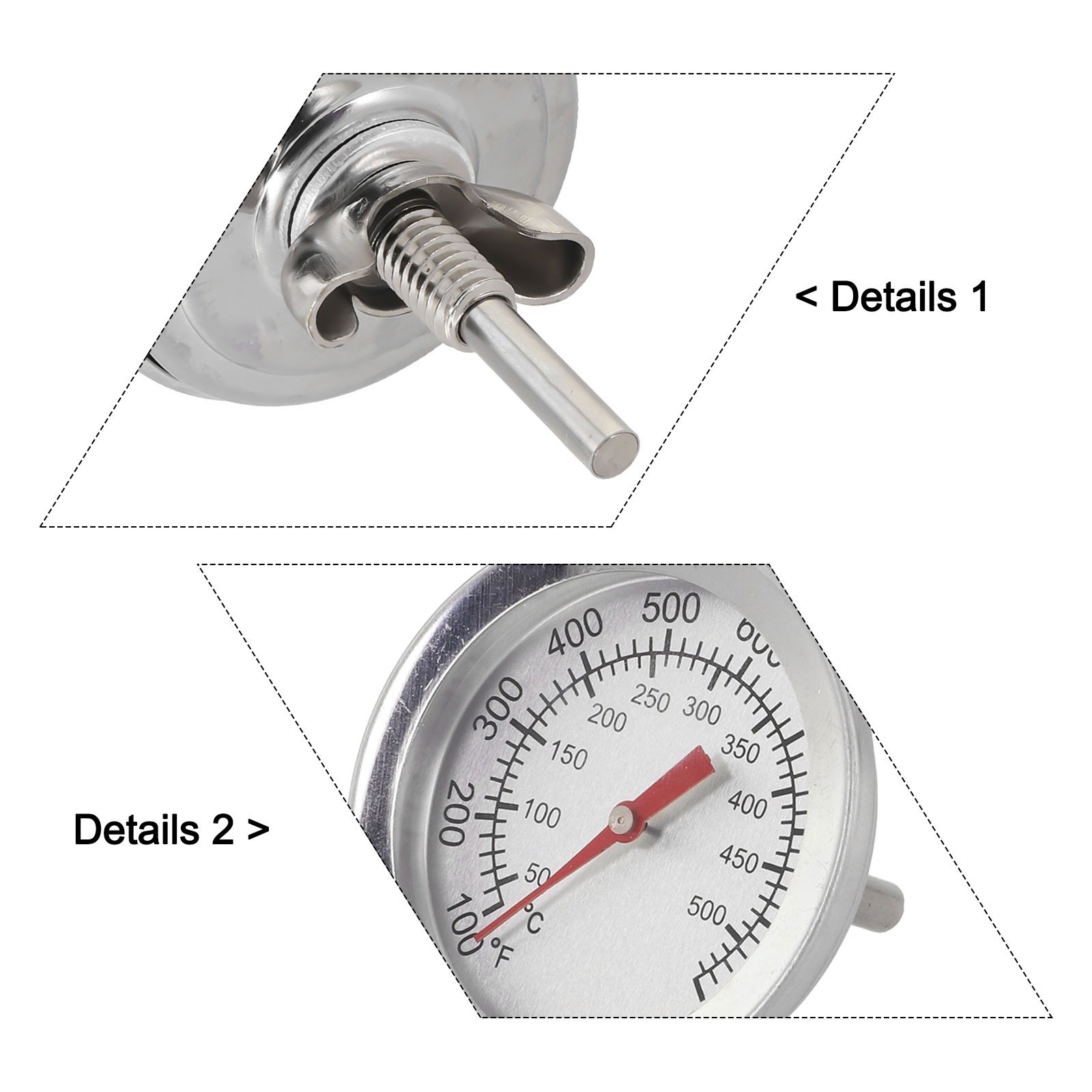 Practical Grill Thermometer 50~500?? Color: Silver Material: Stainless Steel