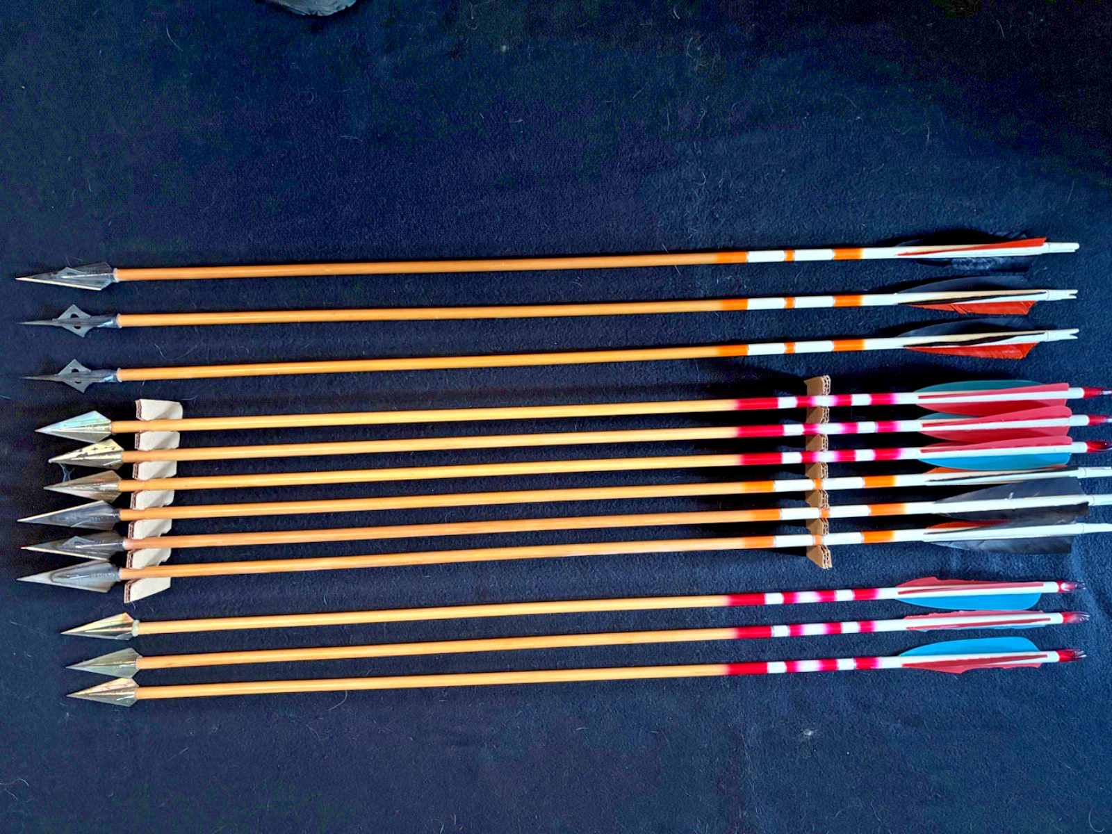 12  Wooden Catamount Archery Arrows W/ Fixed Broadheads