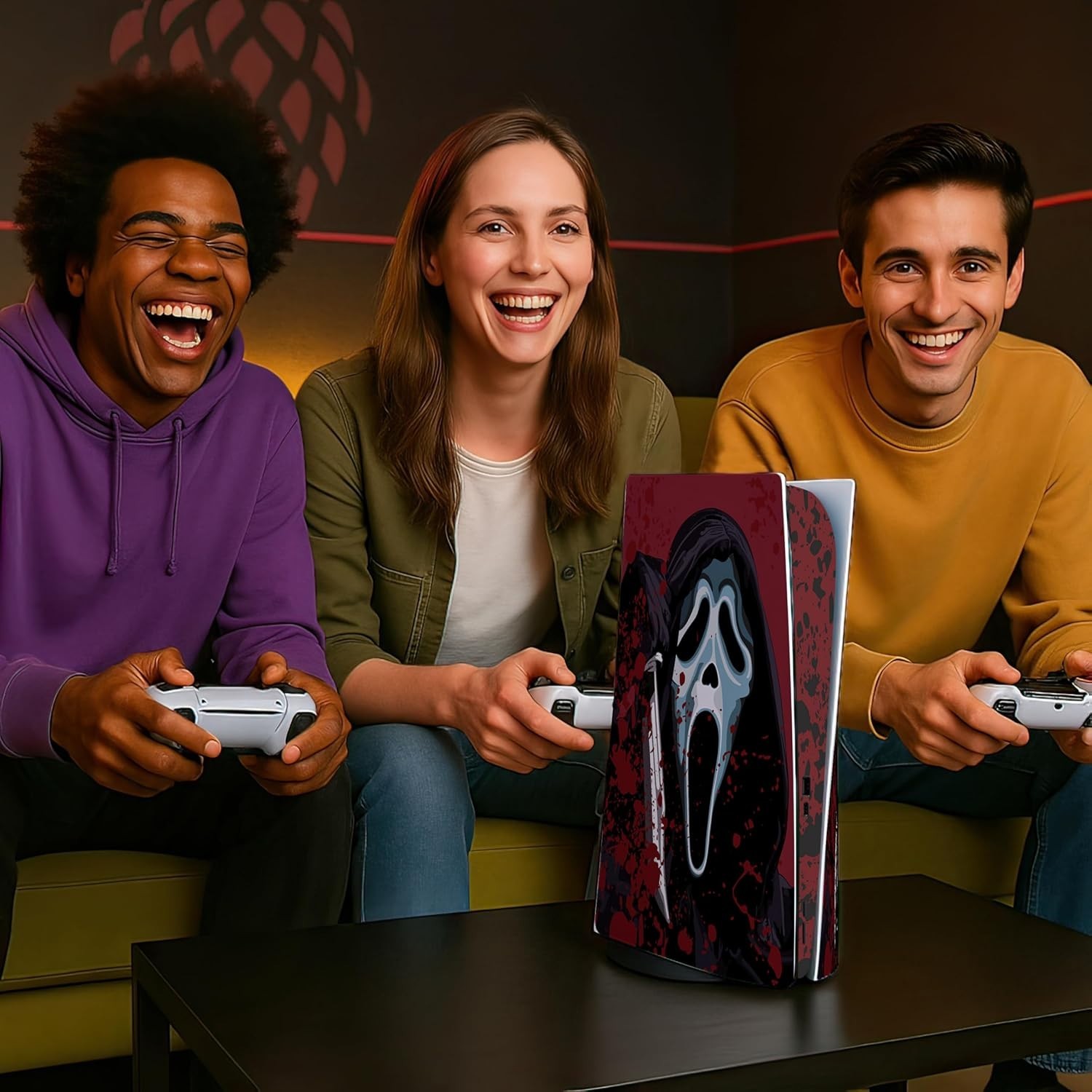 Horror-Themed PS5 Skin Cover with 2 Controller Skins – Waterproof & Removable