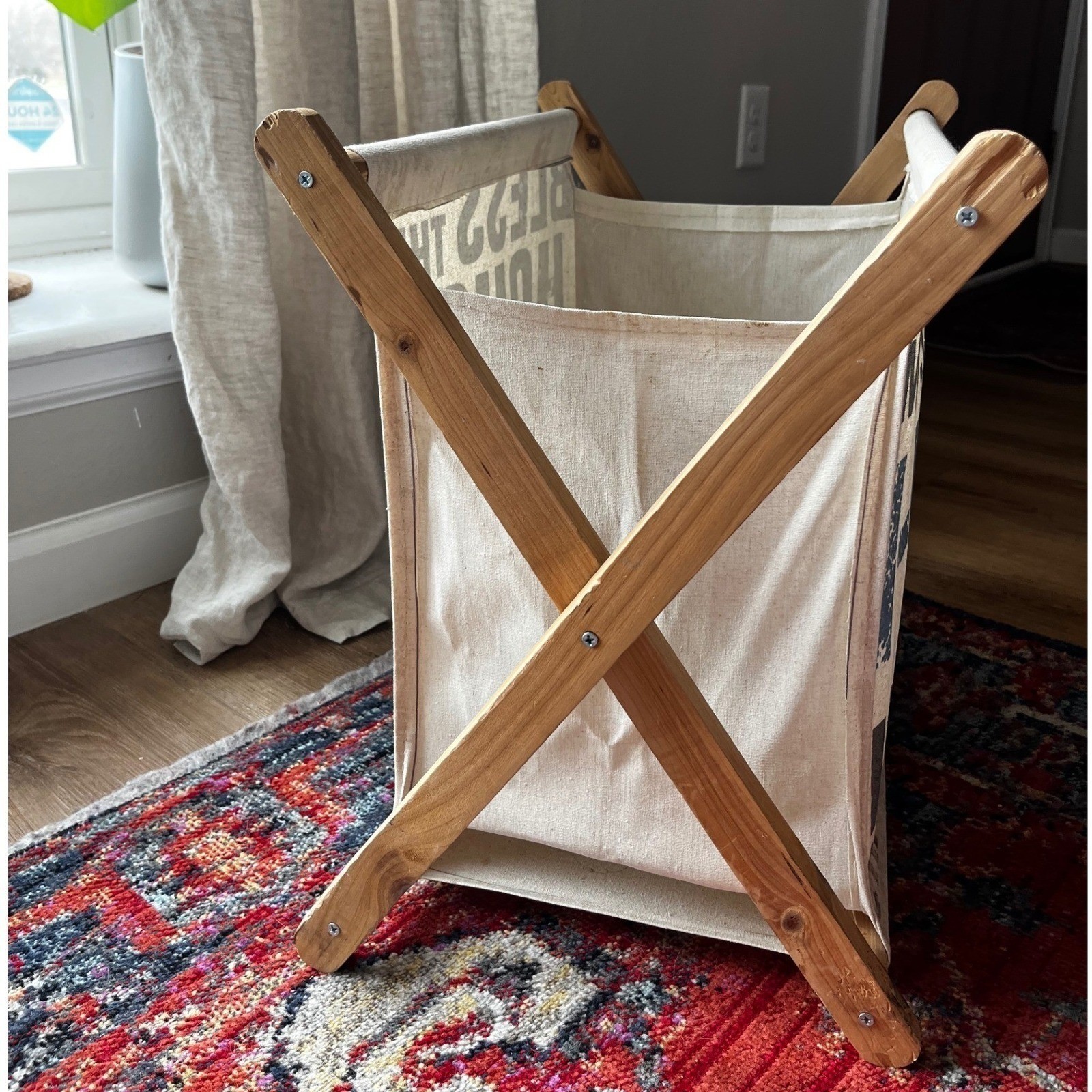 Foldable Wood & Canvas Bin/Hamper