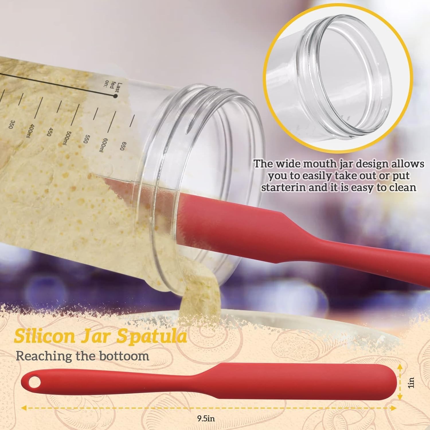Versatile 650ml Sourdough Fermentation Jar with Tools for Baking Enthusiasts