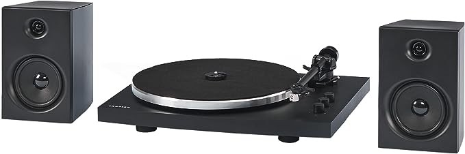 Crosley T150C-BK 2-Speed Bluetooth Turntable with Tone Arm and Speakers, Black