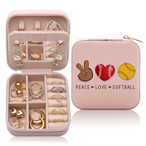 Softball Gifts Jewelry Case for Women, Birthday Gifts for Softball softball