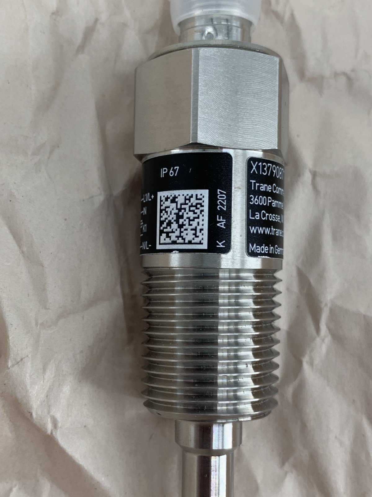 Trane SEN01655 1/2" NPT Programmable Thermal Dispersion Flow Sensor Assembly
