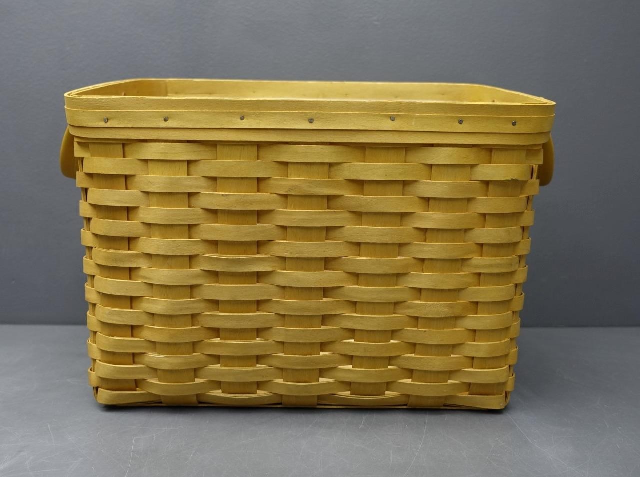 Longaberger Newspaper/Magazine Basket Leather Handles/Plastic Protector #17329 B