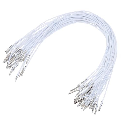 30pcs Elastic Cords with Metal Ends Soft Stretch Band Mask Lanyard Loop White