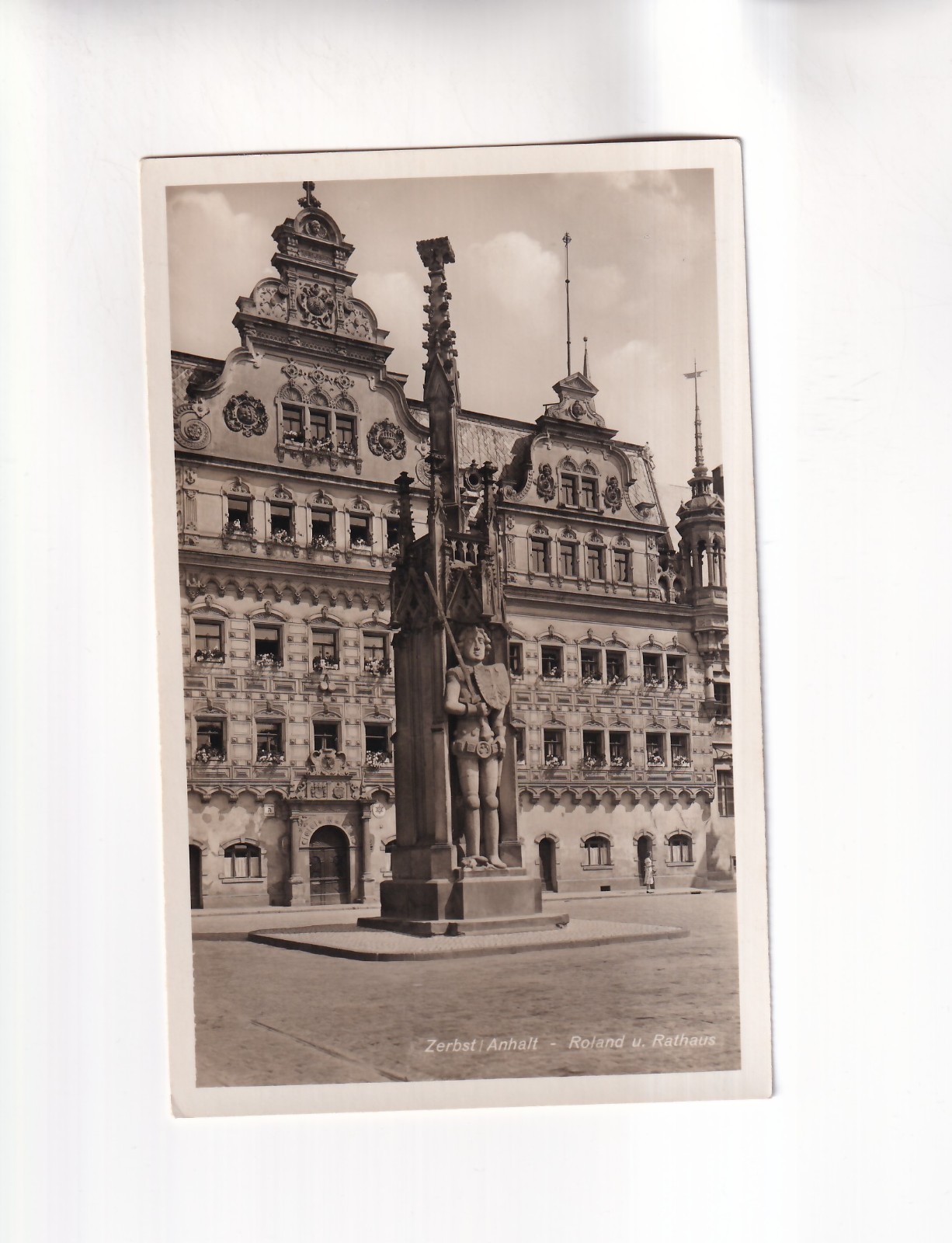 F9612) Postcard, ZERBST-Anhalt-ROLDAND and TOWN HALL-old!