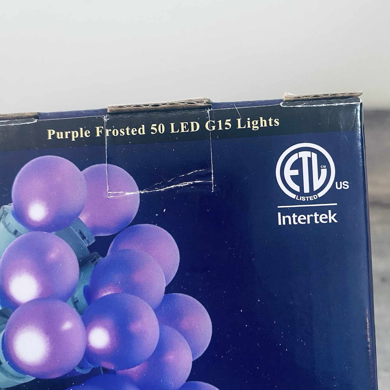 String of Purple Frosted 50 LED G15 Lights Suitable For Indoor And Outdoor Use