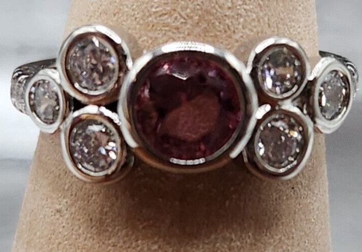 Toe Ring/Kid's Ring Adjustable Bomb Party Pink Tourmaline Rhodium Plated RBP2577