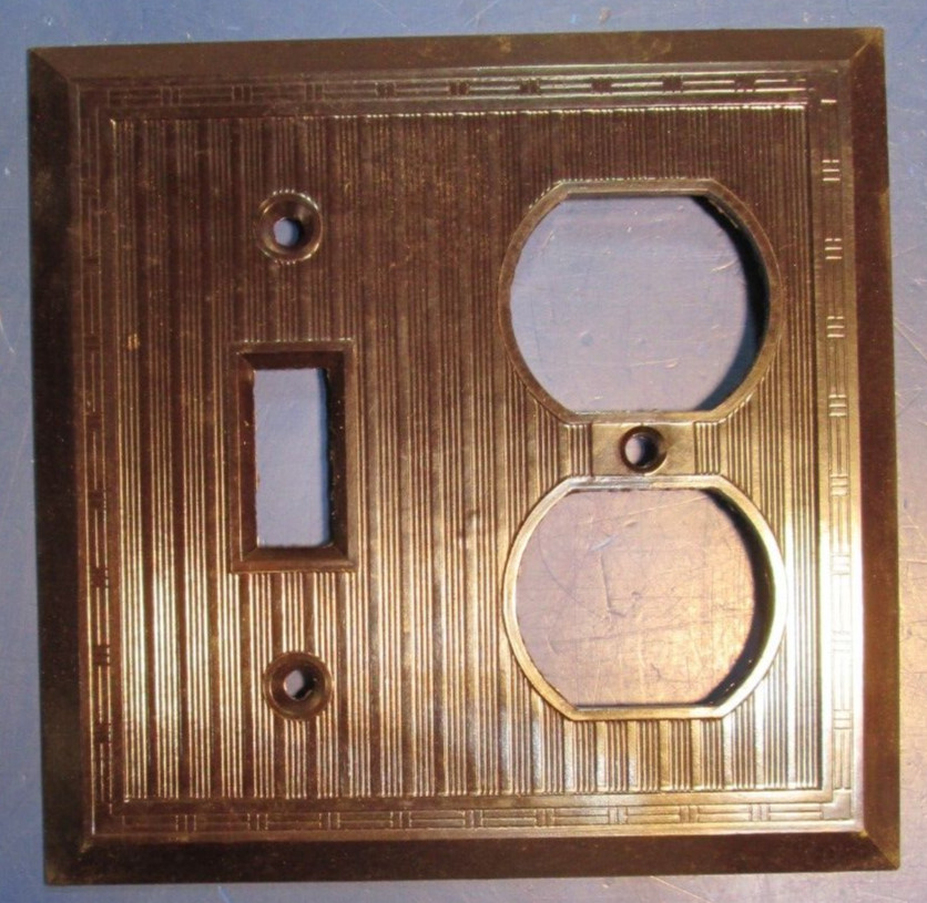 Leviton, Circle F, and GE BROWN Ribbed 1 ganged Switch and 1 Outlet Cover Plate