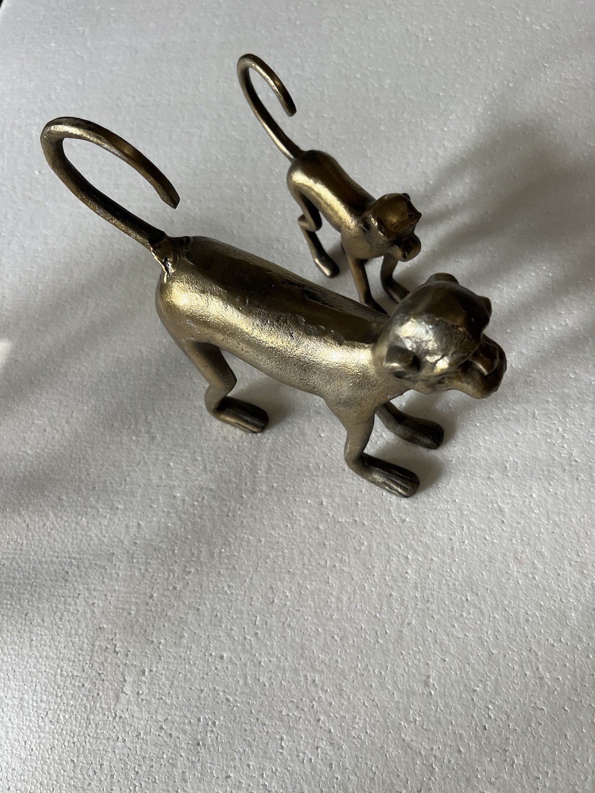 Pair of Bronze Interior Monkey Figurines Hand-Cast, India, Excellent Condition