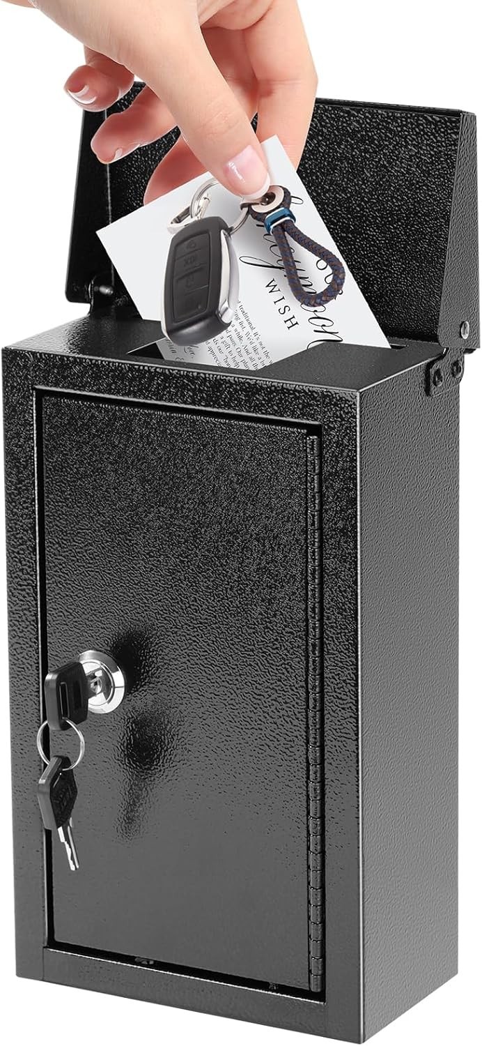 Buzon de Llaves Pared con Cerradura Metalico Negro 5.5 x 3 x 9.8 Pulgadas Seguro