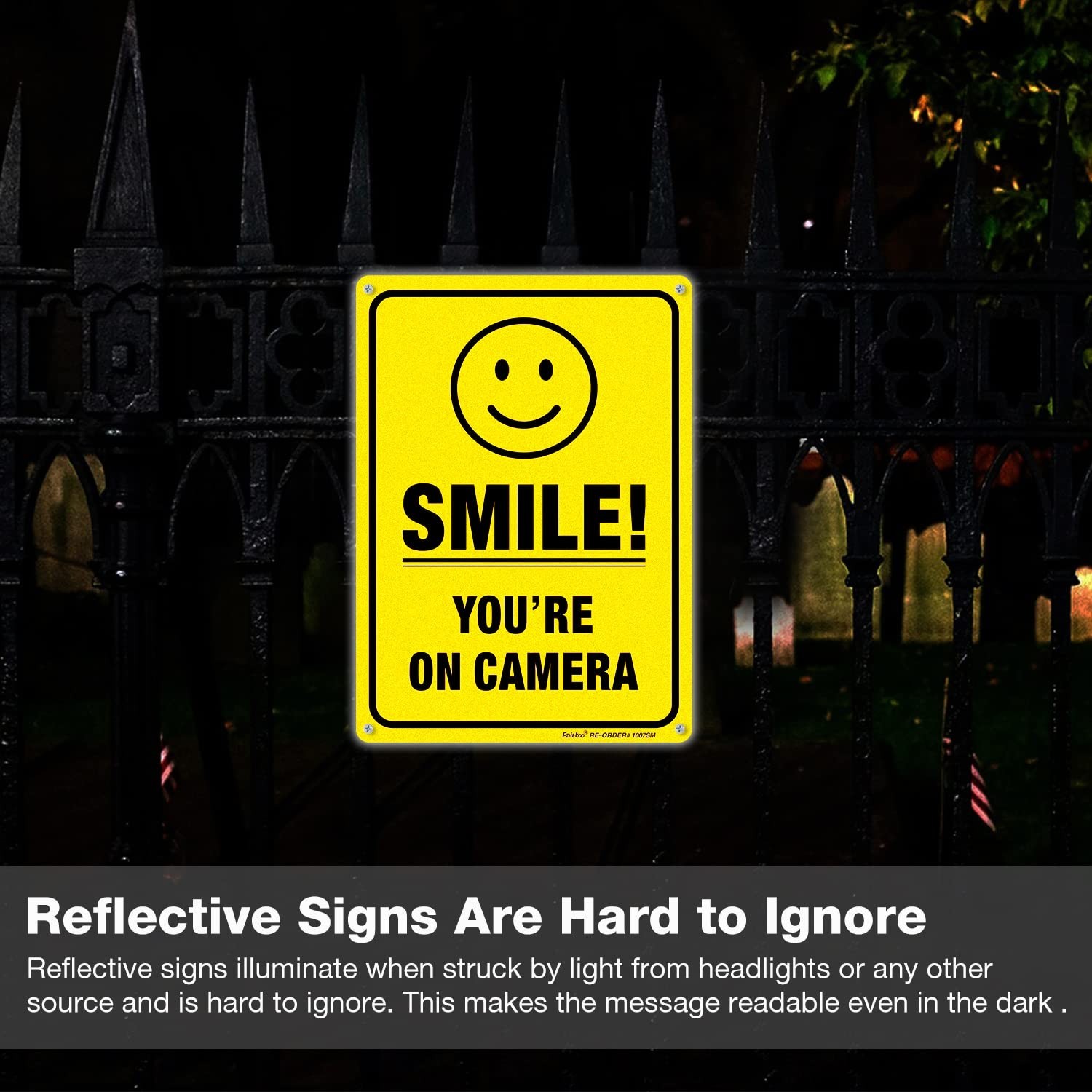 2 Pack Smile You're On Camera Video Surveillance Sign - 10 x7 Inches .040 Rus...