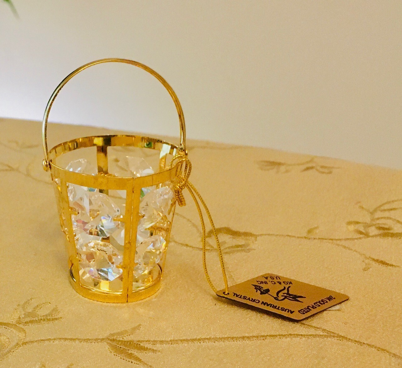 HEART BUCKET SUN CATCHER 24 KT GOLD PLATED GENUINE AUSTRIAN CRYSTALS KG&C INC.