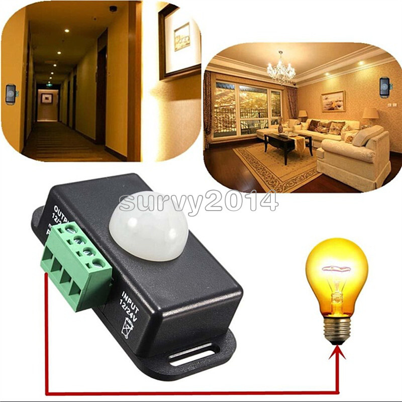 Automatic DC 12V-24V 8A Infrared PIR Motion Sensor Switch LED light Stylish