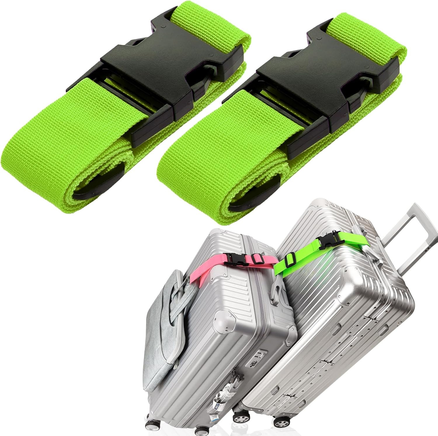 2Pack Add Bag Luggag Straps for Carry On Bag, Adjustable Suitcase Belt Add Bag T