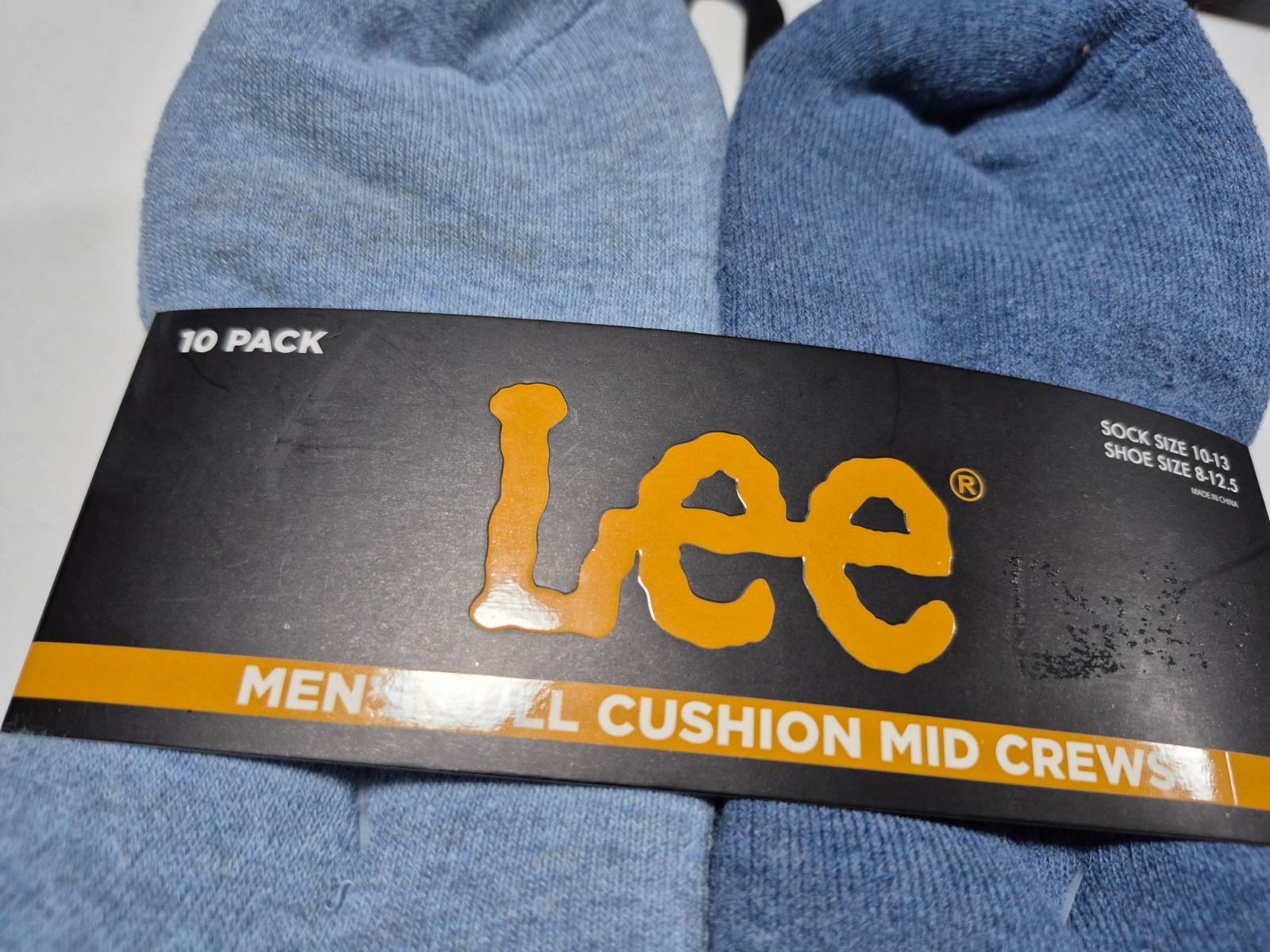 Lee Mens 10 Pack Full cushion Mid Crews Soft Ribbed Breathable Socks SZ 8-12