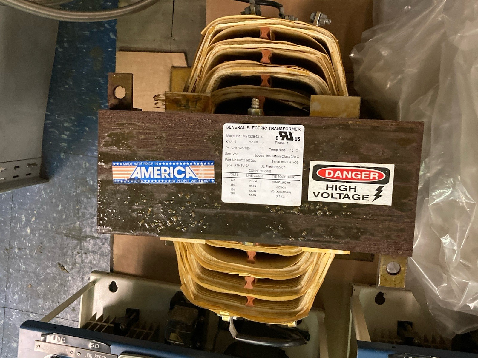 GE,M9T22B4314,1-Phase Open Transformer 15 KVA 240/480 to 120/240V